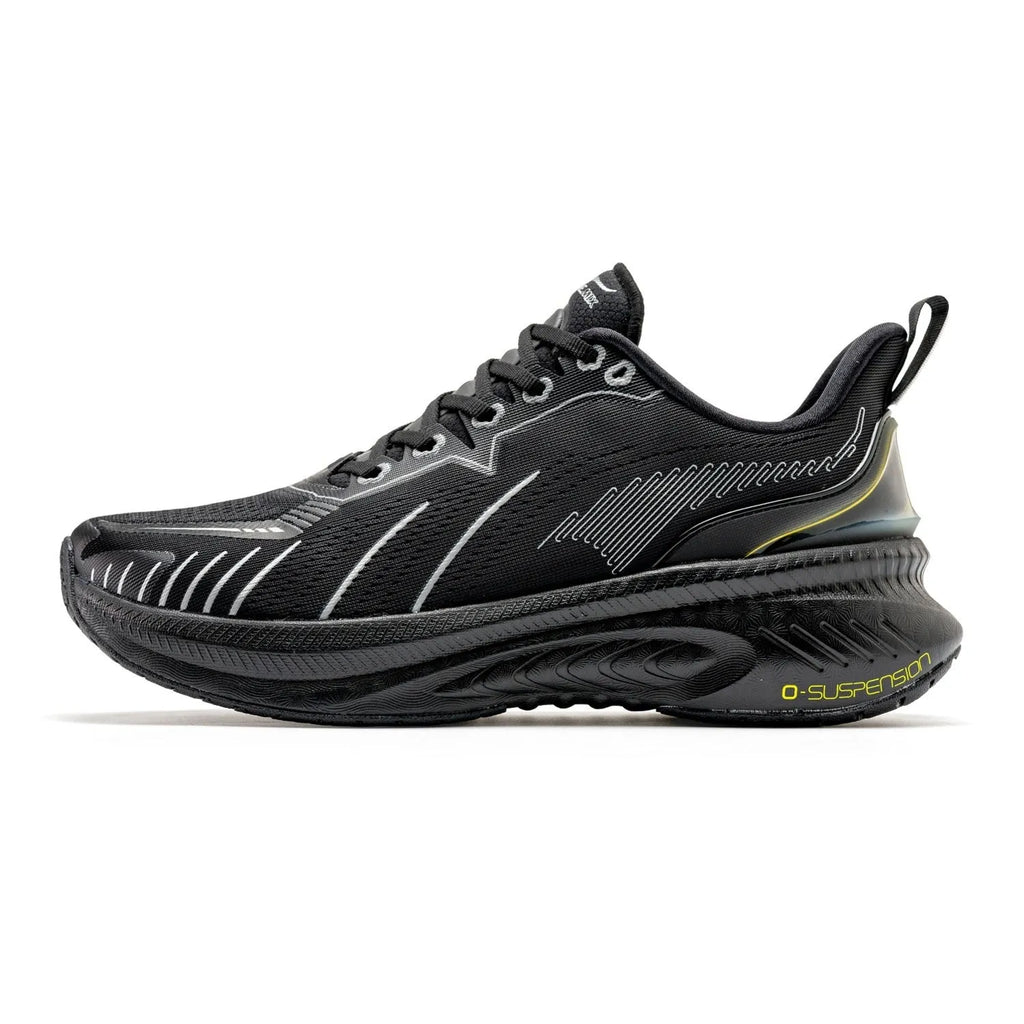 Low-top running sneakers with a breathable mesh upper and rubber sole, shown in a colour option like red or black.