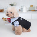 Dark grey polyester dog jumper or coat for pets on a hanger