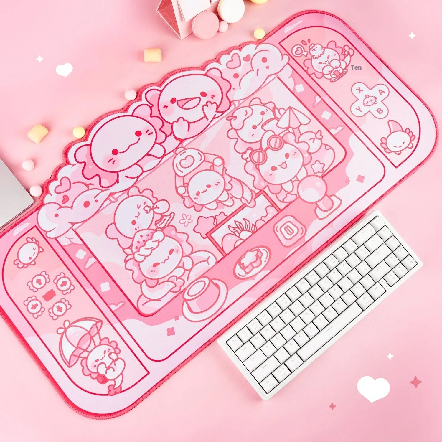 Hexagonal Dragon Crane Machine large cloth mouse pad measuring 75x40cm with cartoon anime design
