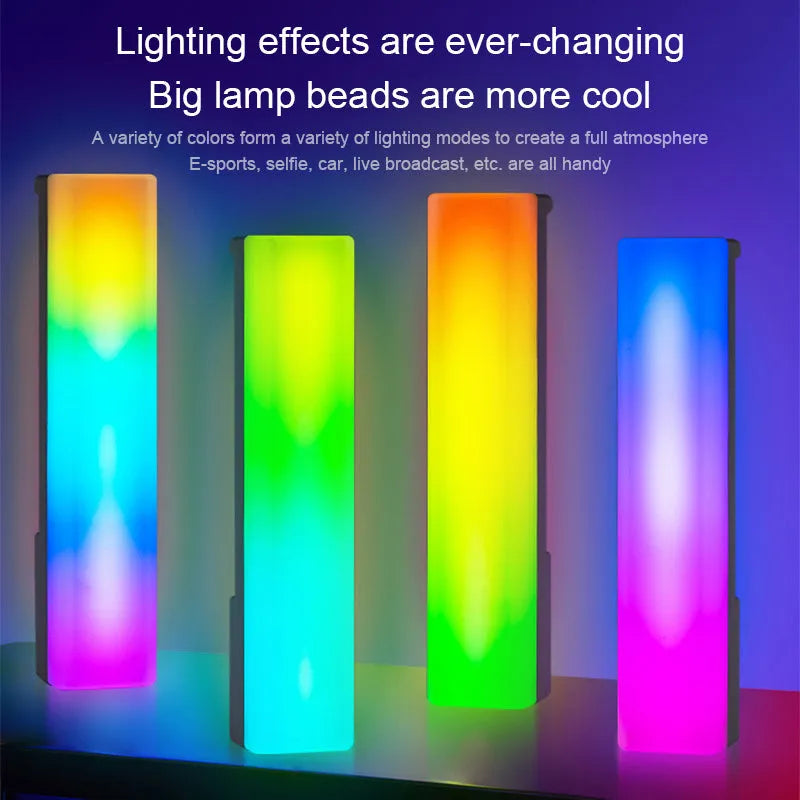 Black and white 3D RGB music-activated table lamp with USB cable