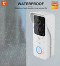Black or white waterproof smart visual doorbell unit for outdoor security.