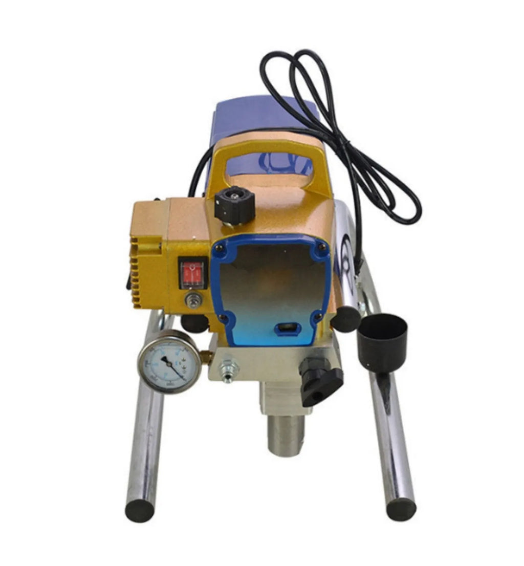 Blue portable electric airless paint sprayer kit with spray gun and extension rod