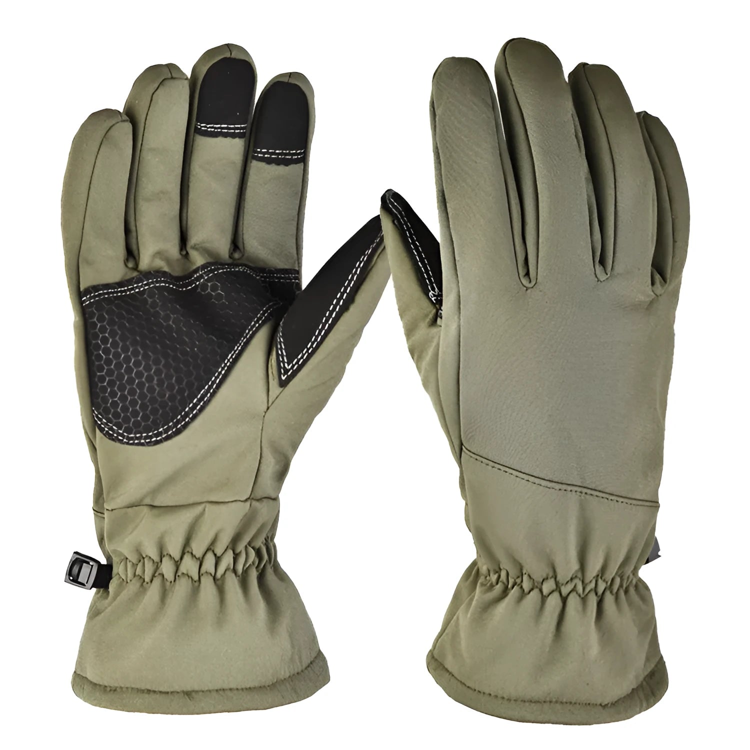 Tactical ski gloves in camouflage colour with anti-slip palm and touchscreen fingertips