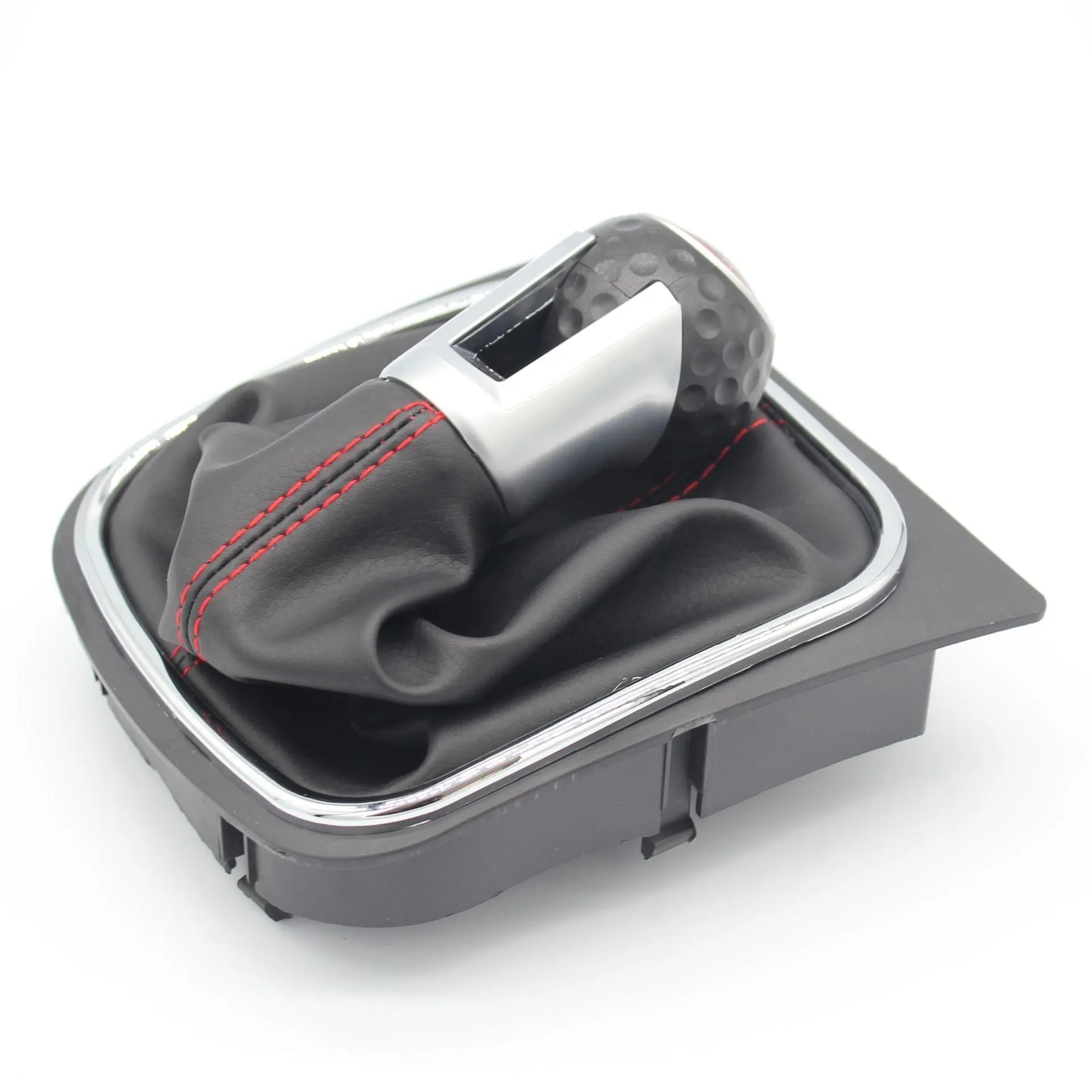 Leather gear lever dust boot cover for Volkswagen Golf manual models, shown in one of two colour options.