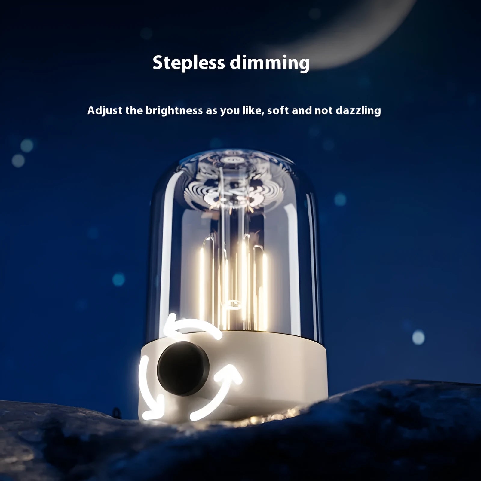 Camping ambience light with USB port and adjustable brightness control knob