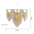 Nordic style creamy white cotton wall tapestry with hand-woven texture measuring 120 by 95 cm