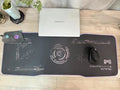 Black gaming mouse mat with luminous TYPC interface showing 300x800mm dimensions