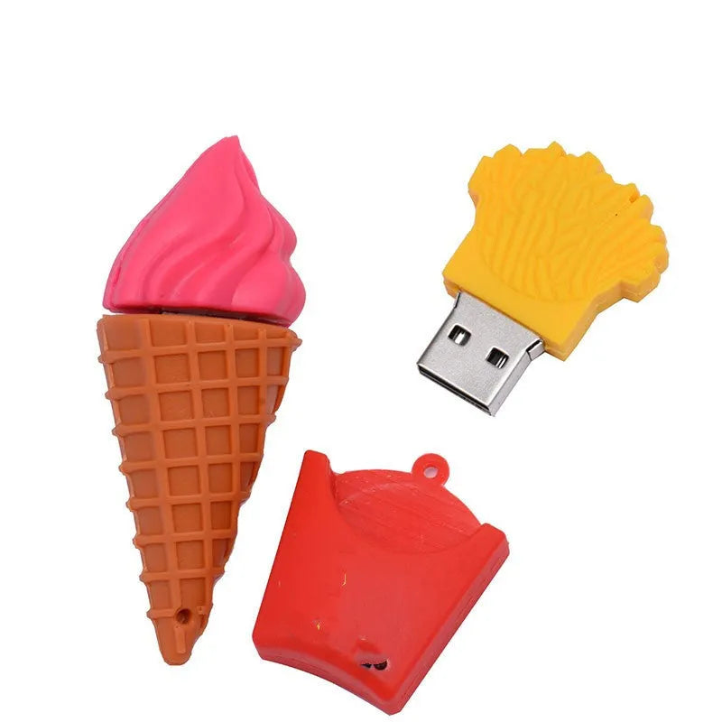 Cute mini ice cream shaped novelty USB flash drive on a white background.