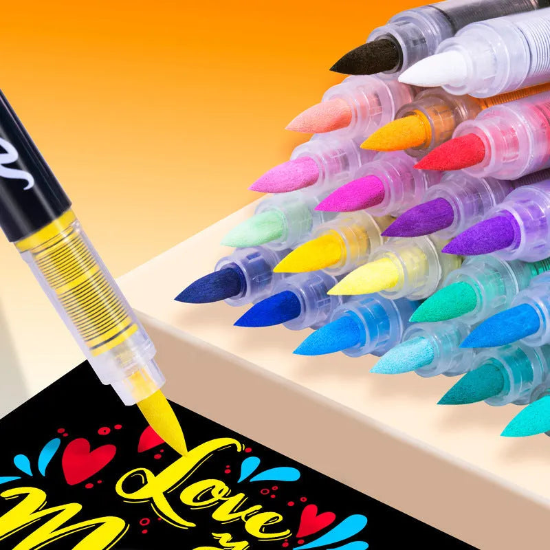 Set of acrylic paint marker pens with soft tips for graffiti and hand painting art