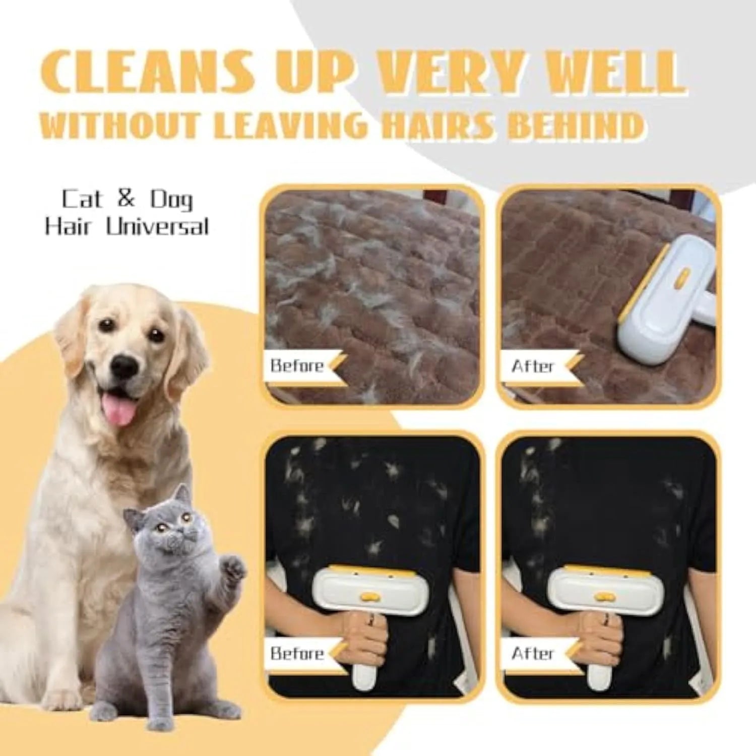 Yellow duck design portable pet hair remover with plastic body and polyester bristles