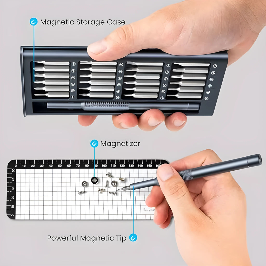 25-in-one precision screwdriver set with magnetic tip and chrome vanadium steel cutter
