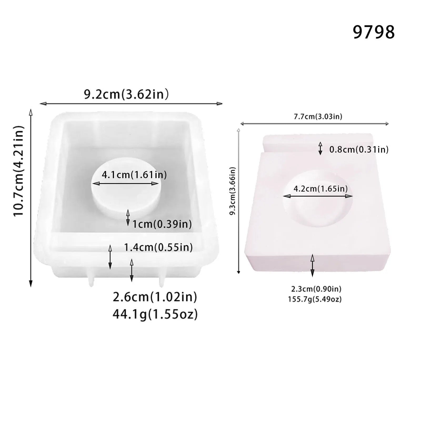 Set of five silicone baking moulds including tray, candlestick, and base shapes