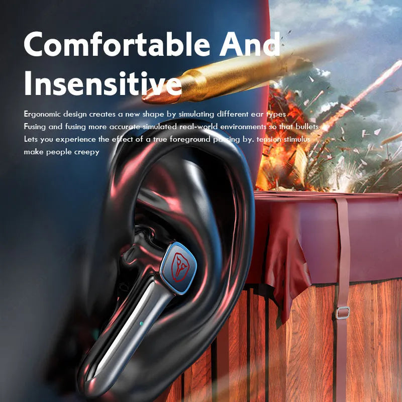 A compact, fashionably simple wireless Bluetooth gaming headset with noise reduction.