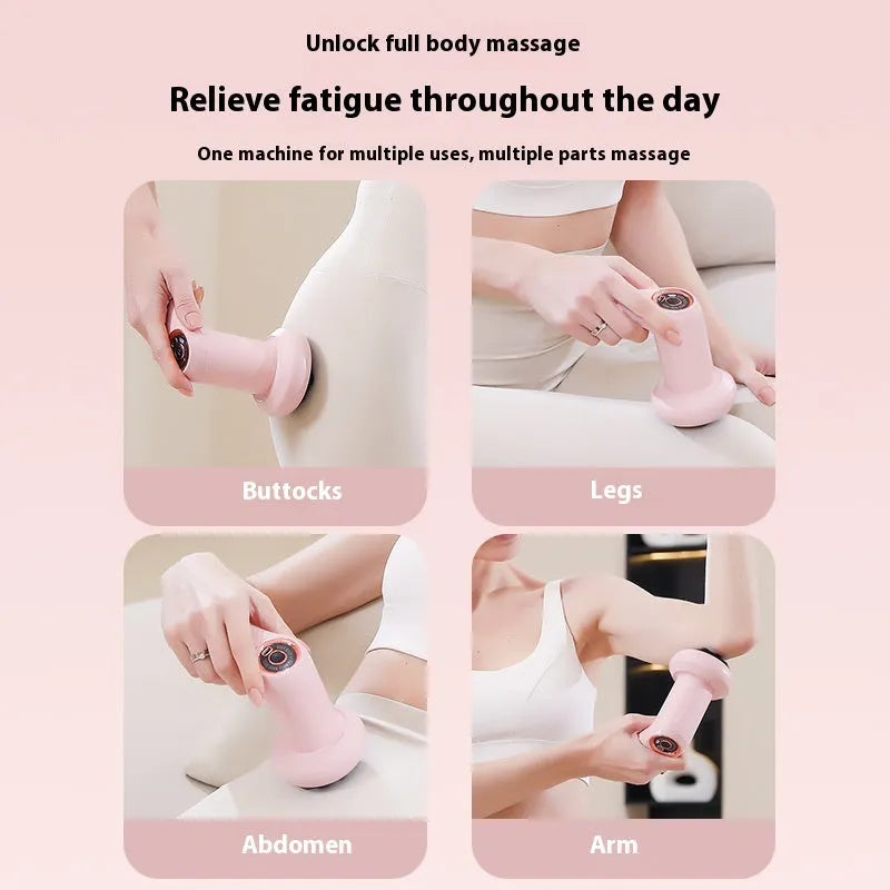 Pink, white, and black USB electric massager for neck, back, waist, and leg pain relief.