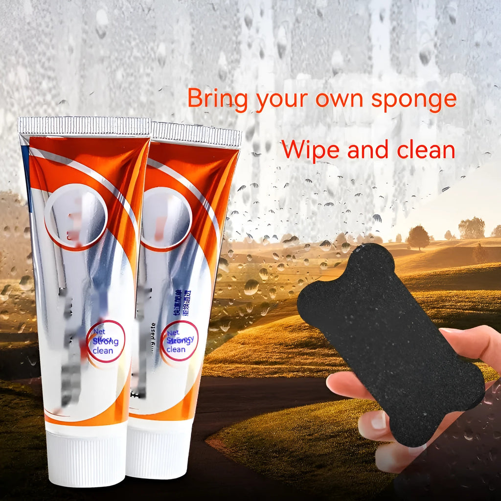White 65ml bottle of car windshield cleaning agent for removing oil stains from glass.