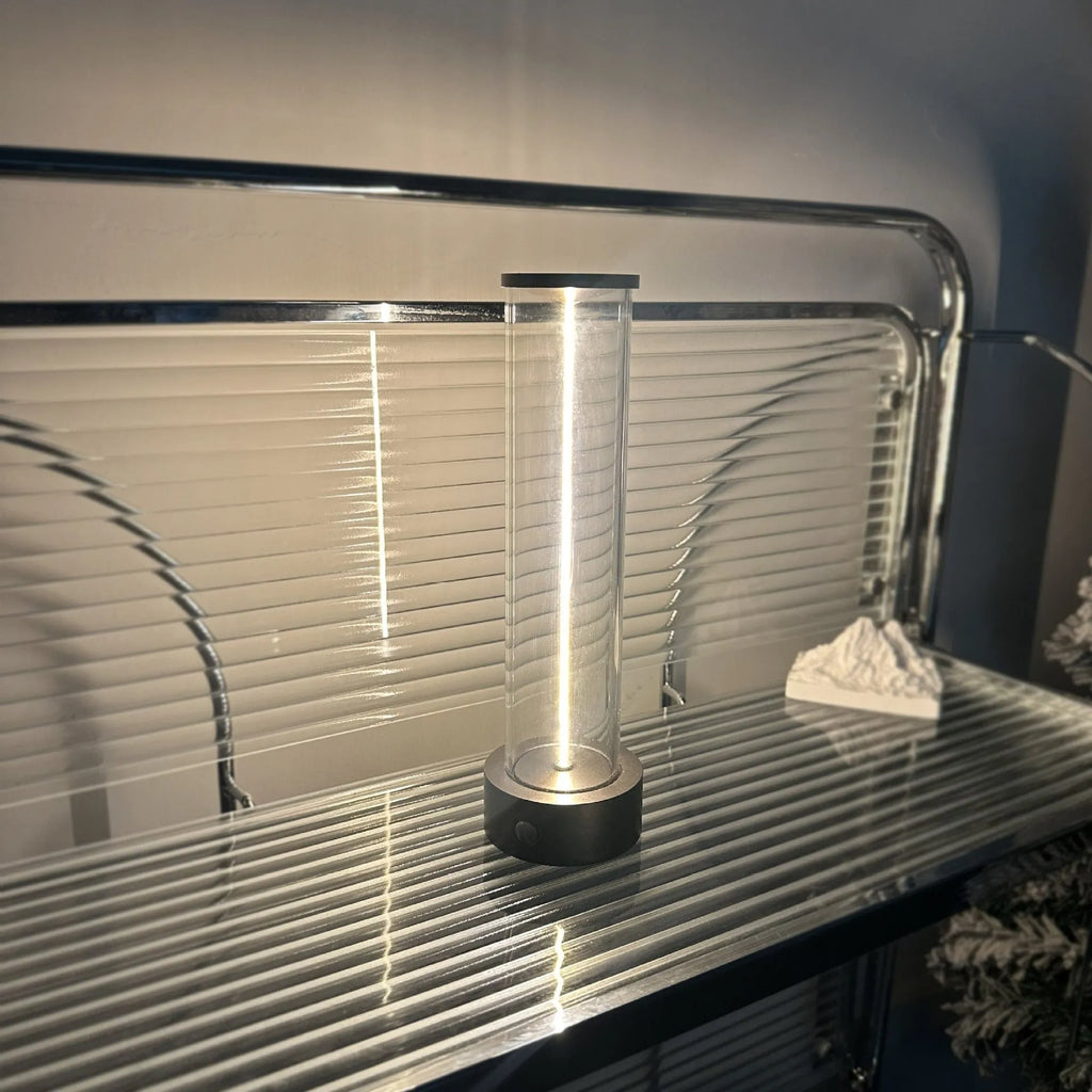 Modern glass LED light strip with magnetic back and USB charging cable