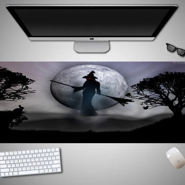 Oversized Halloween-themed computer mouse pad with a non-slip rubber cloth base.