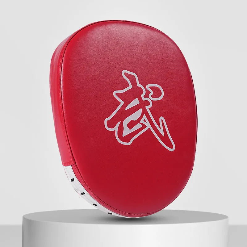 Boxing punch mitts and target pads for Sanda and Muay Thai training, available in curved or flat designs with multiple colour options.
