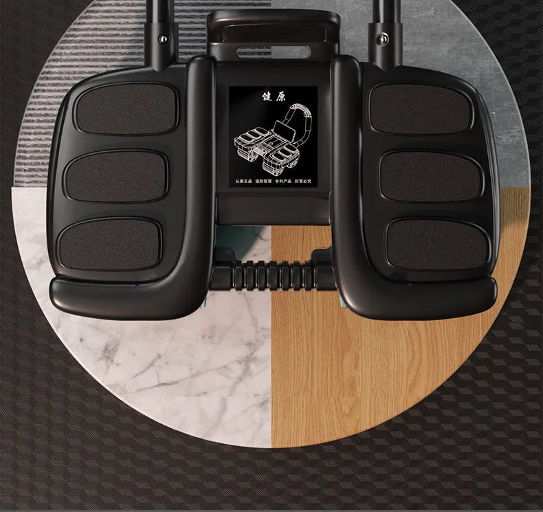 Orange intelligent four-wheel abdominal wheel with automatic rebound and elbow support on a gym mat