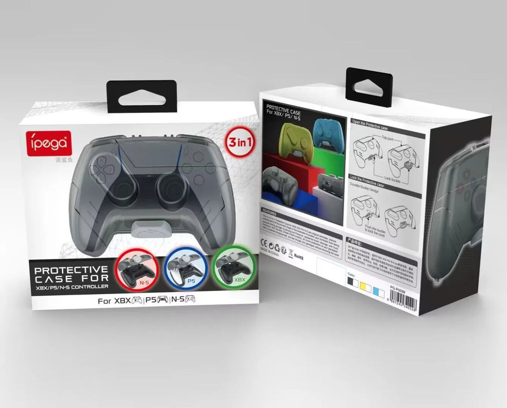 Transparent grey plastic hard storage case for game controllers