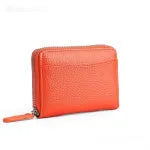 Genuine cowhide leather coin purse with zip closure in multiple solid colours