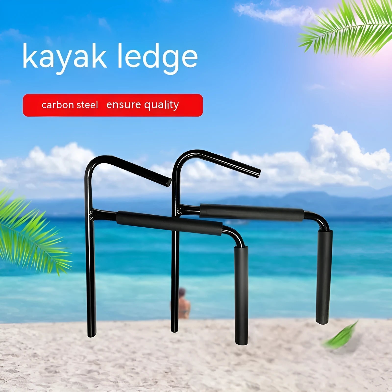 Carbon steel kayak and surfboard wall hanger rack for overhead storage