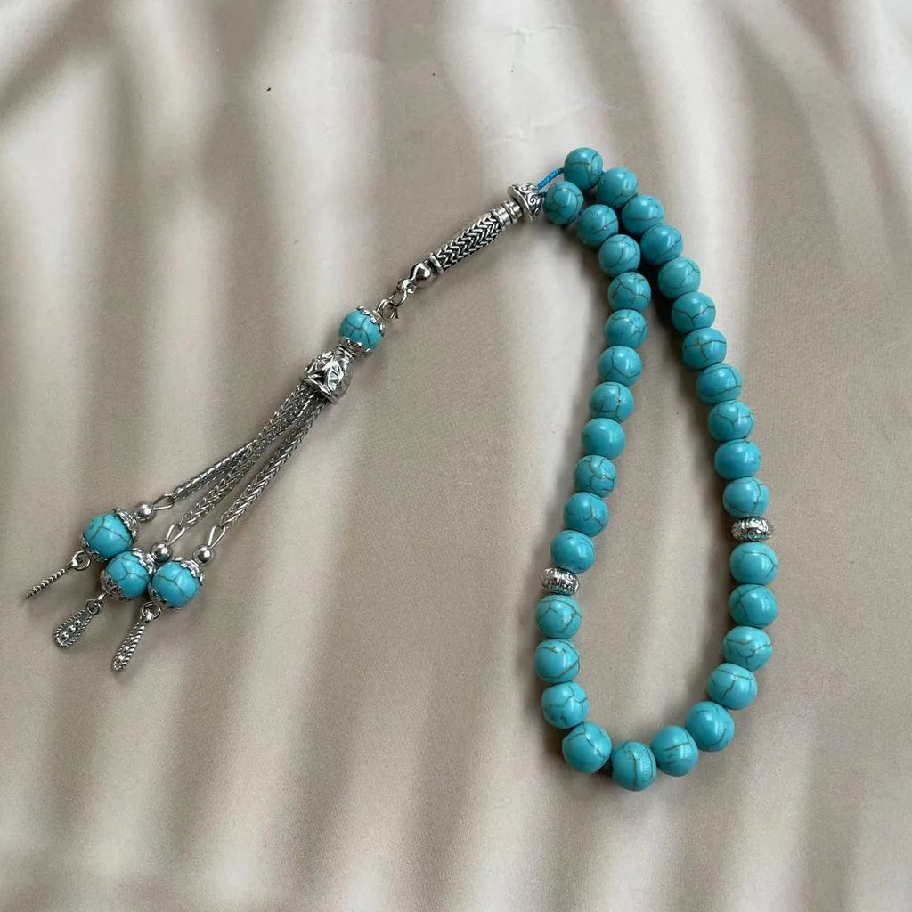Sky blue stone Muslim prayer bracelet with 8mm beads for dhikr counting