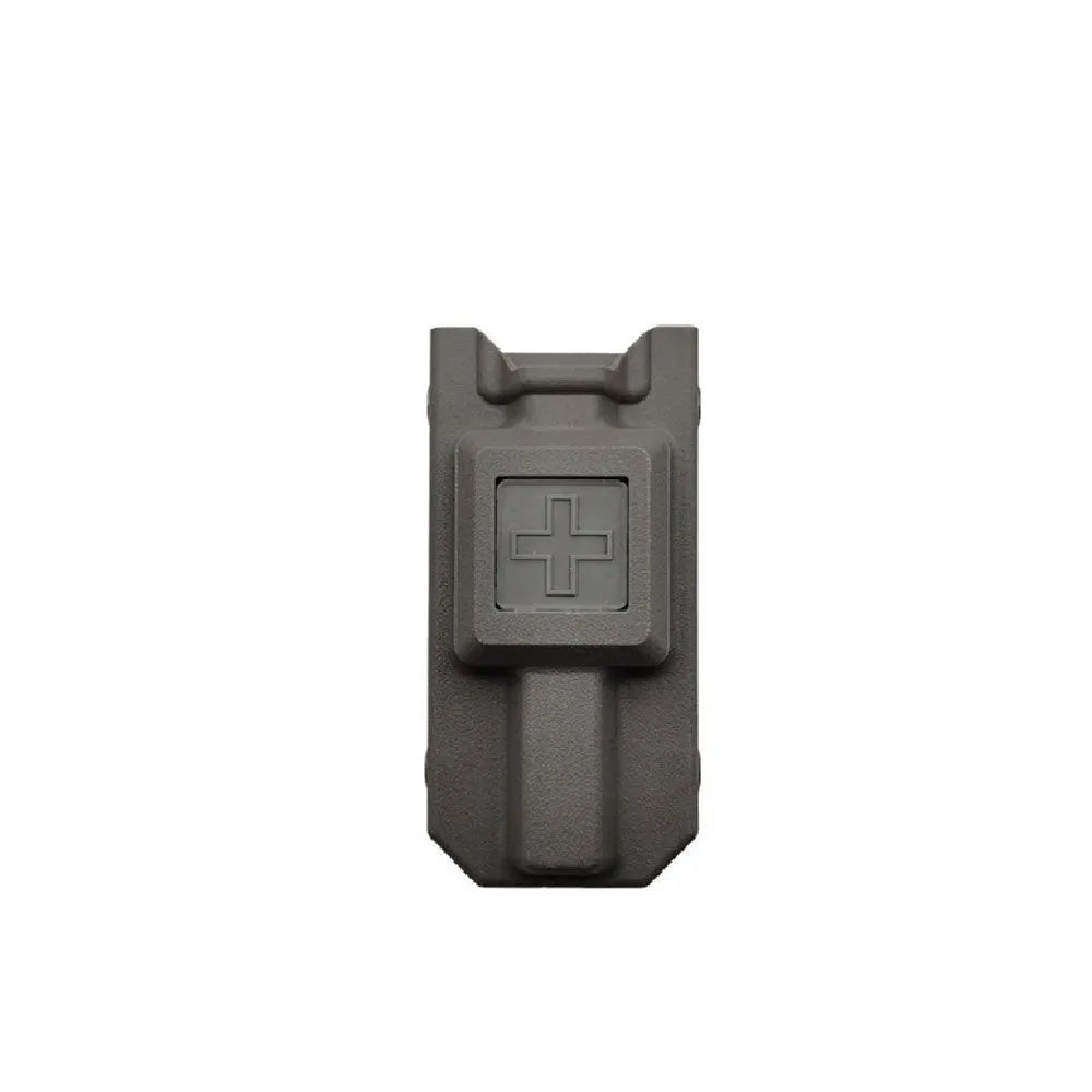 Plastic emergency spinning tourniquet with storage box in Army Green colour.