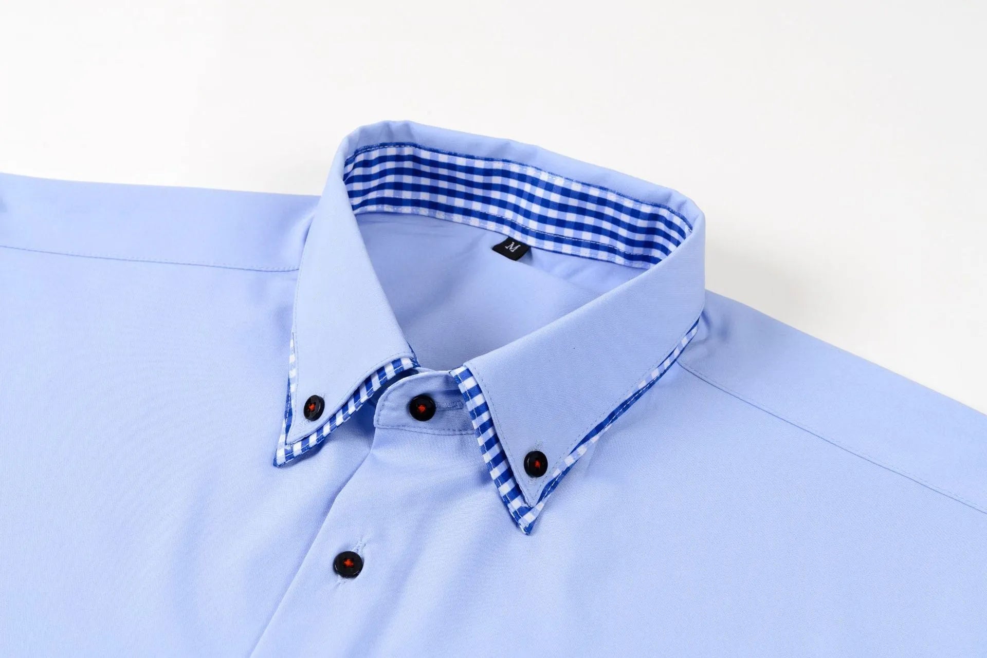 Double collar stitching casual shirt in black showing cardigan style and solid colour design with button front