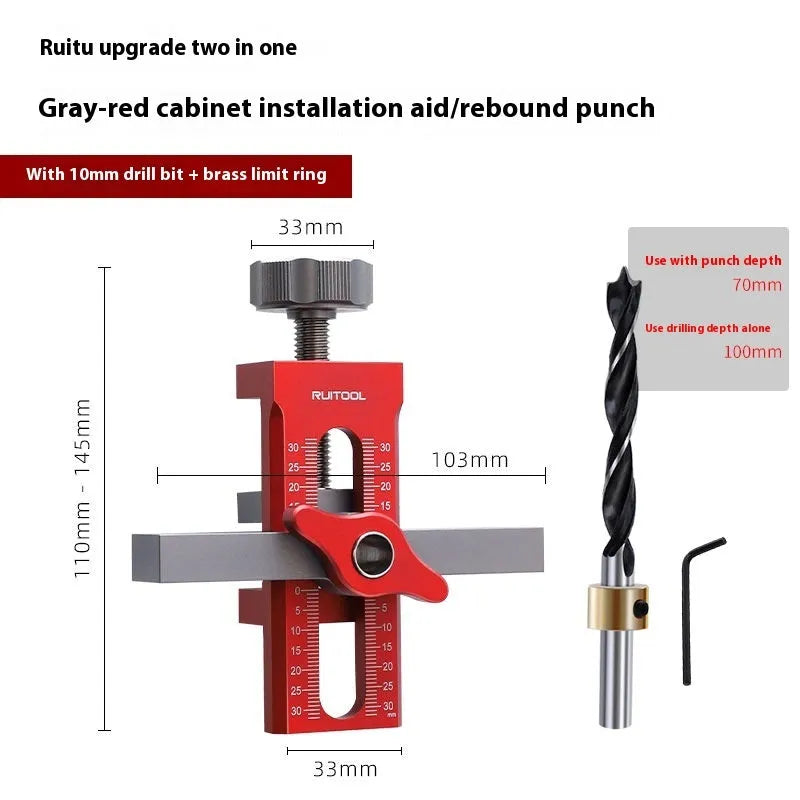 Aluminium alloy cabinet door installation aid tool for woodworking hinge placement
