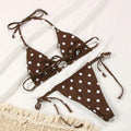 Women's polka dot split swimsuit bikini set with polyester lining in multiple colour options