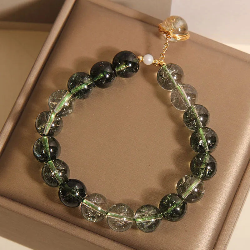 Natural chorite crystal bracelet with green phantom quartz winding transfer beads for women