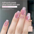 Bottle of micro glass bead cat's eye gel nail polish showing magnetic shimmer effect.