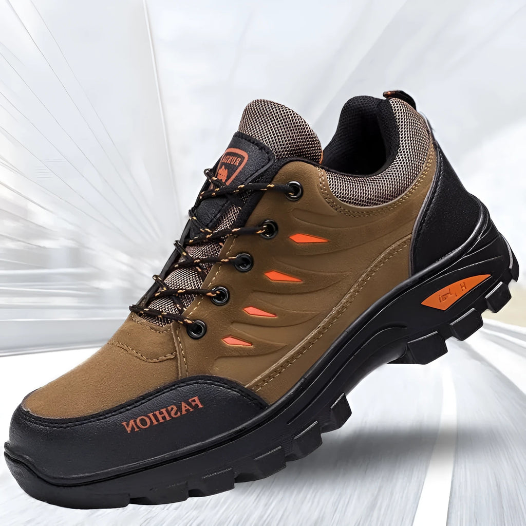 Men's suede hiking sneakers with rubber sole and mid-top design in multiple colour options