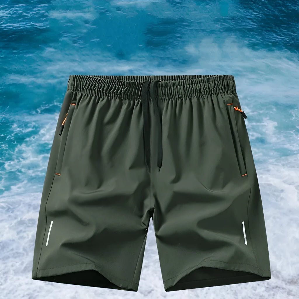 Men's black loose-fit polyester sports shorts for basketball and summer training.