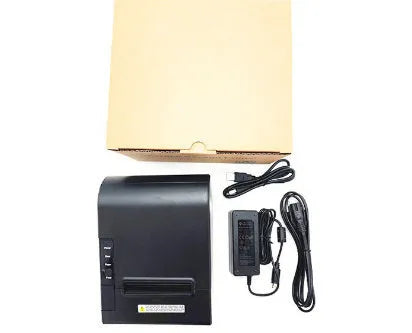 Black 80mm kitchen thermal receipt printer with Ethernet port for restaurant POS systems