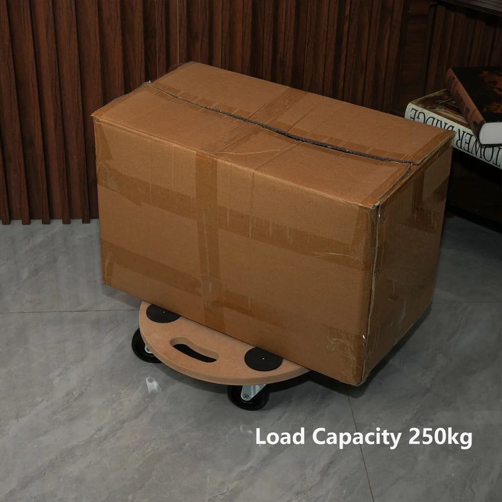 Two natural wood platform trolleys for moving furniture and heavy equipment