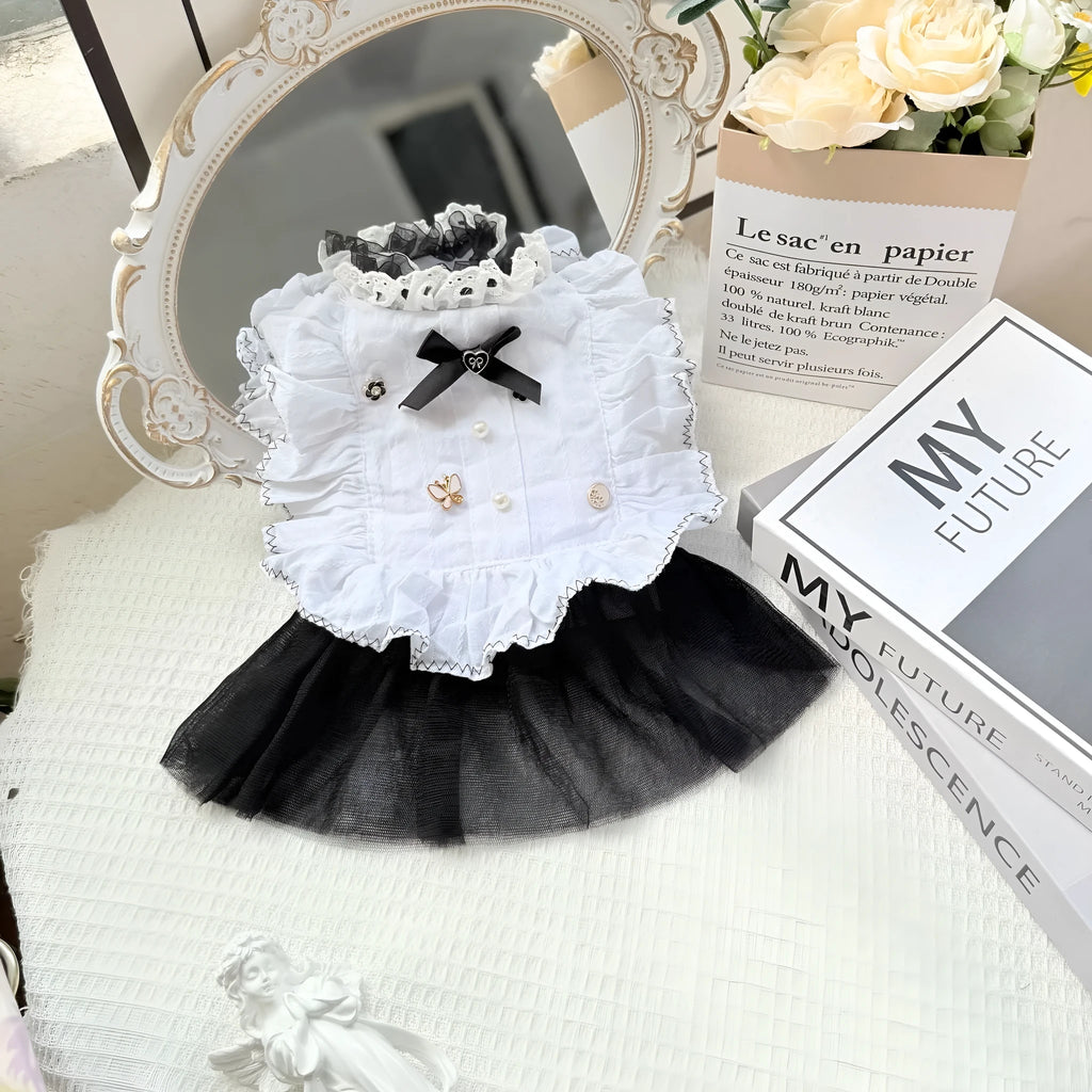 White polyester princess-style waltz gauze skirt for small to medium dogs.