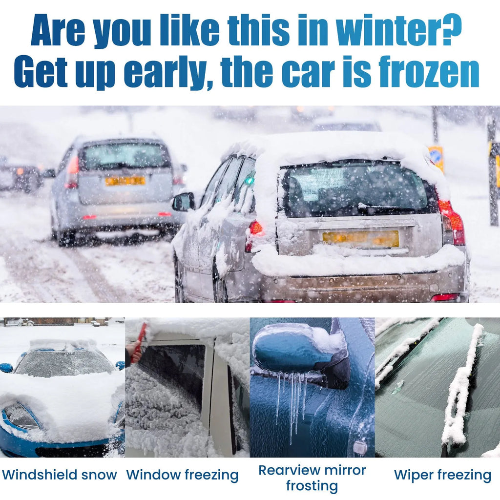 60ml winter car windscreen ice melting spray bottle with spray nozzle and cloth scraper tool for de-icing