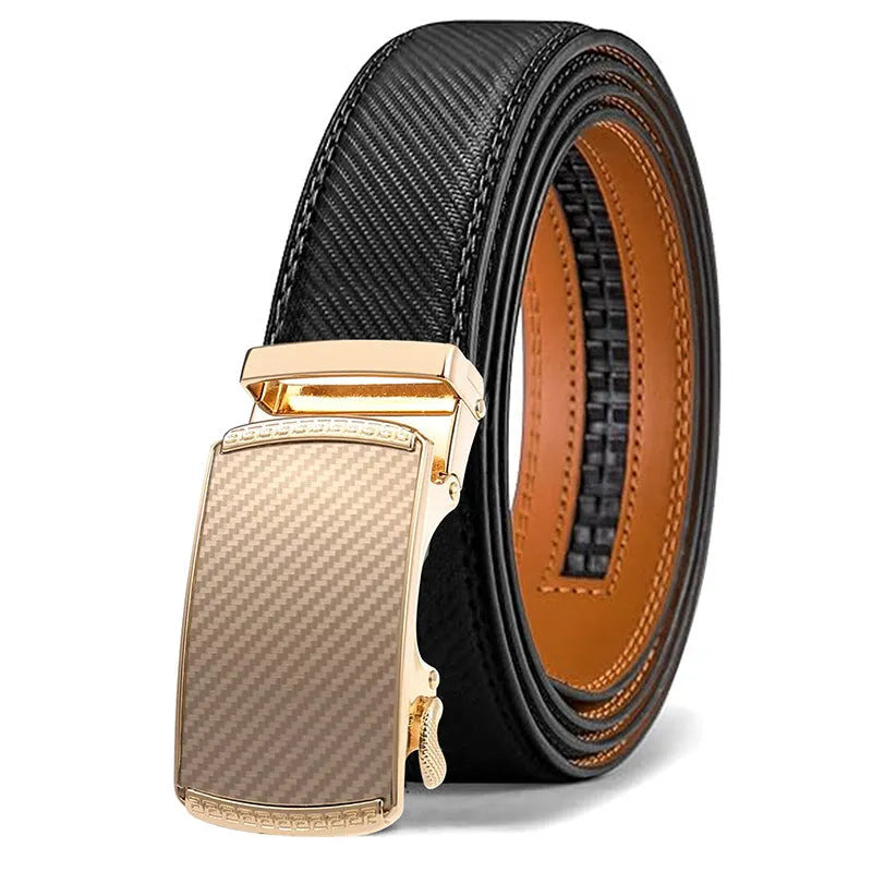 Men's PU leather belt with automatic alloy buckle in multiple colour options