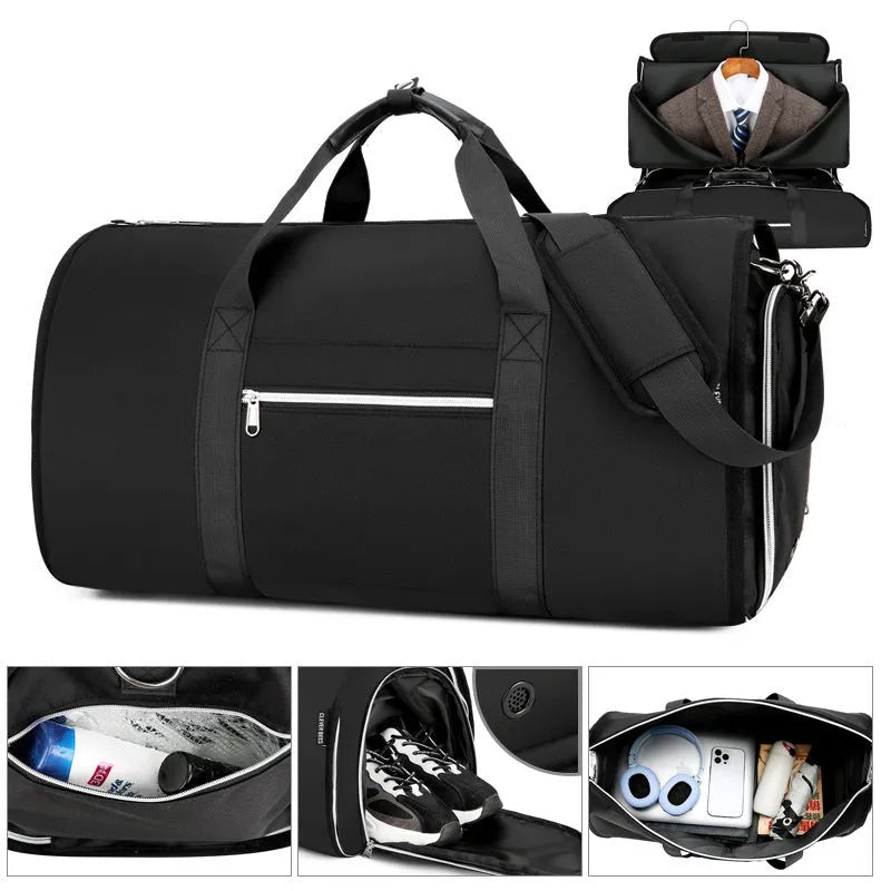 Waterproof oxford cloth sports bag with dry-wet separation compartments in grey colour