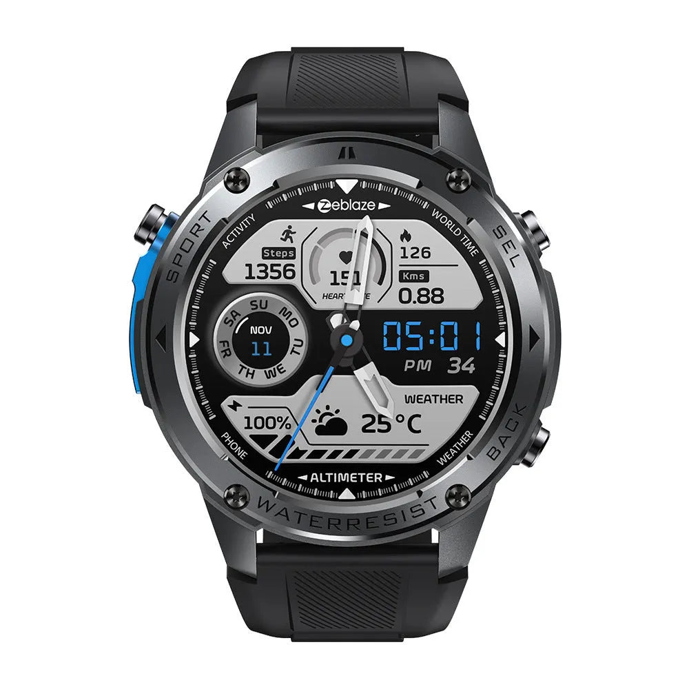Stratos 2 Ultra GPS smart watch with pressure altimeter, AMOLED screen, black and silver options
