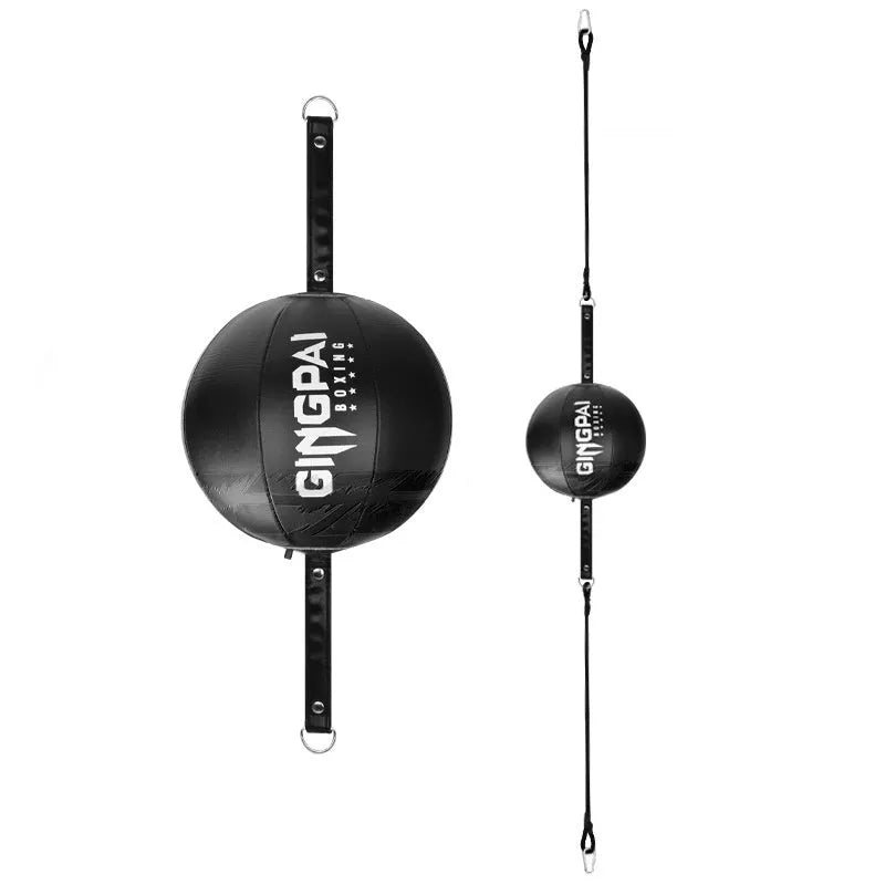 Hanging boxing speed ball for reaction training in black, black and green, or white PU leather.