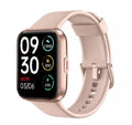 Smart watch with Bluetooth calling on wrist, showing colour options: black, pink, blue, and green.