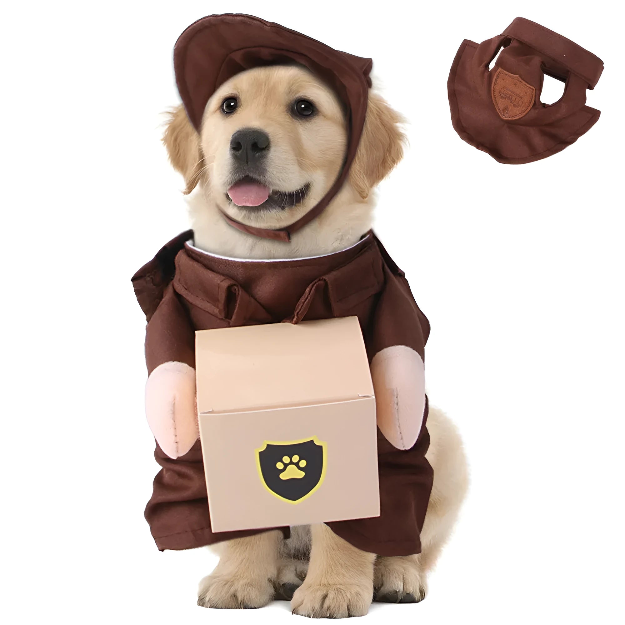 Coffee-coloured polyester pet standing clothing for dogs and cats in casual outing style