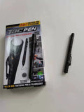Nine-in-one multi-function flashlight survival pen in black with dual light sources and car window breaker