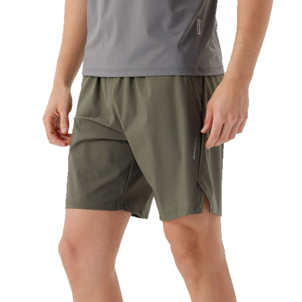 Men's black ice silk sports shorts with mid waist and shorts length for athletic wear