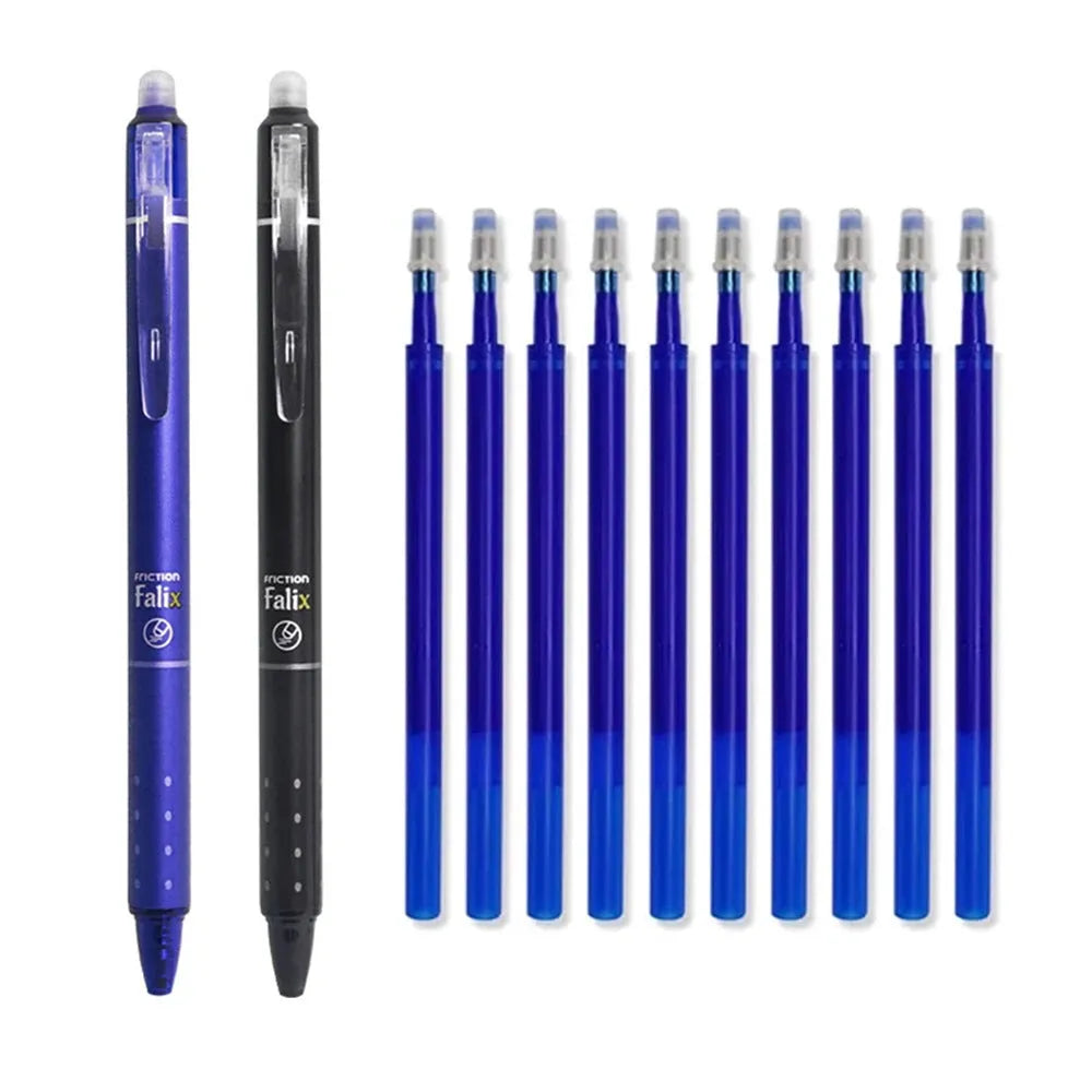 Hot Erasable Push Gel Pen 0.5mm with plastic casing and stainless steel nib