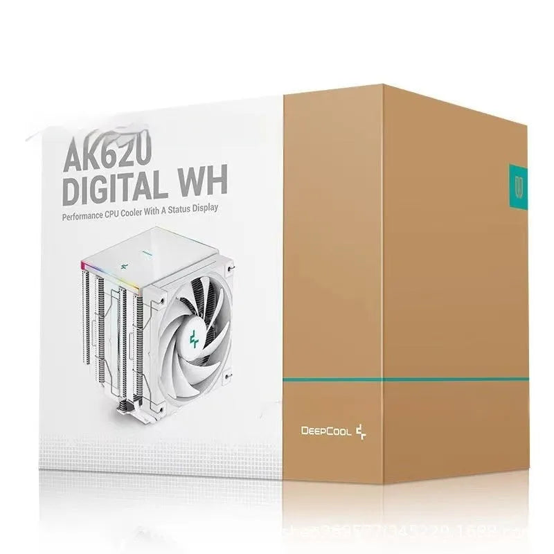 Twin tower computer CPU air cooler with digital display and copper aluminium radiator