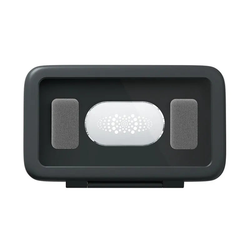 White waterproof phone holder mounted on bathroom tile showing smartphone visible through anti-fog window